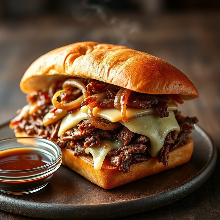 easy crockpot French dip sandwich