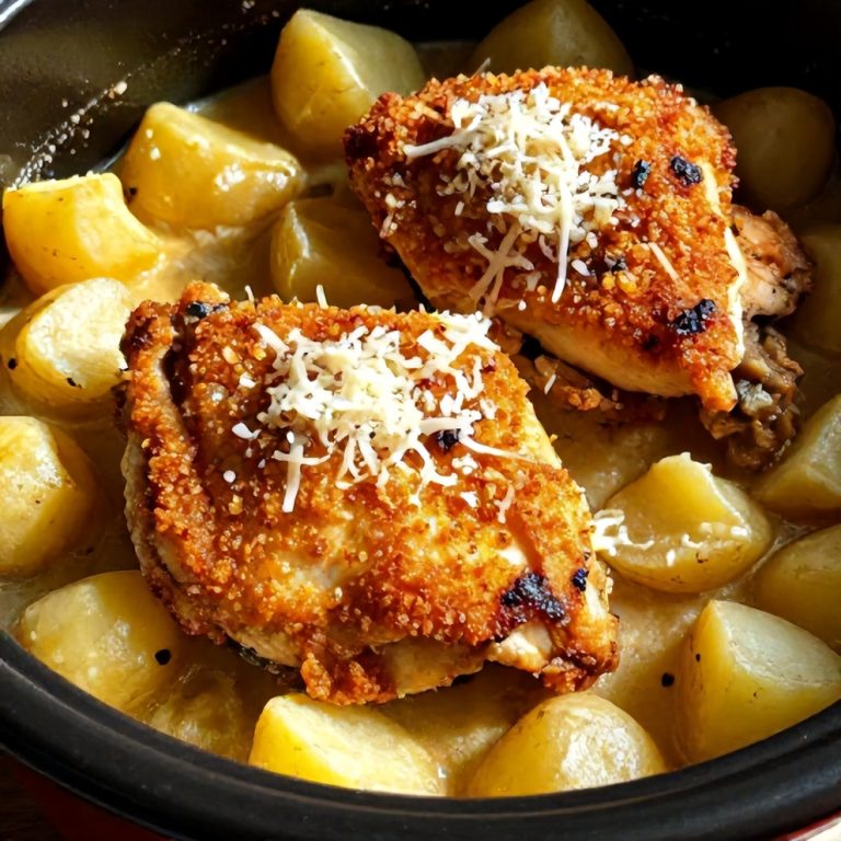 Easy Crockpot Garlic Parmesan Chicken and Potatoes