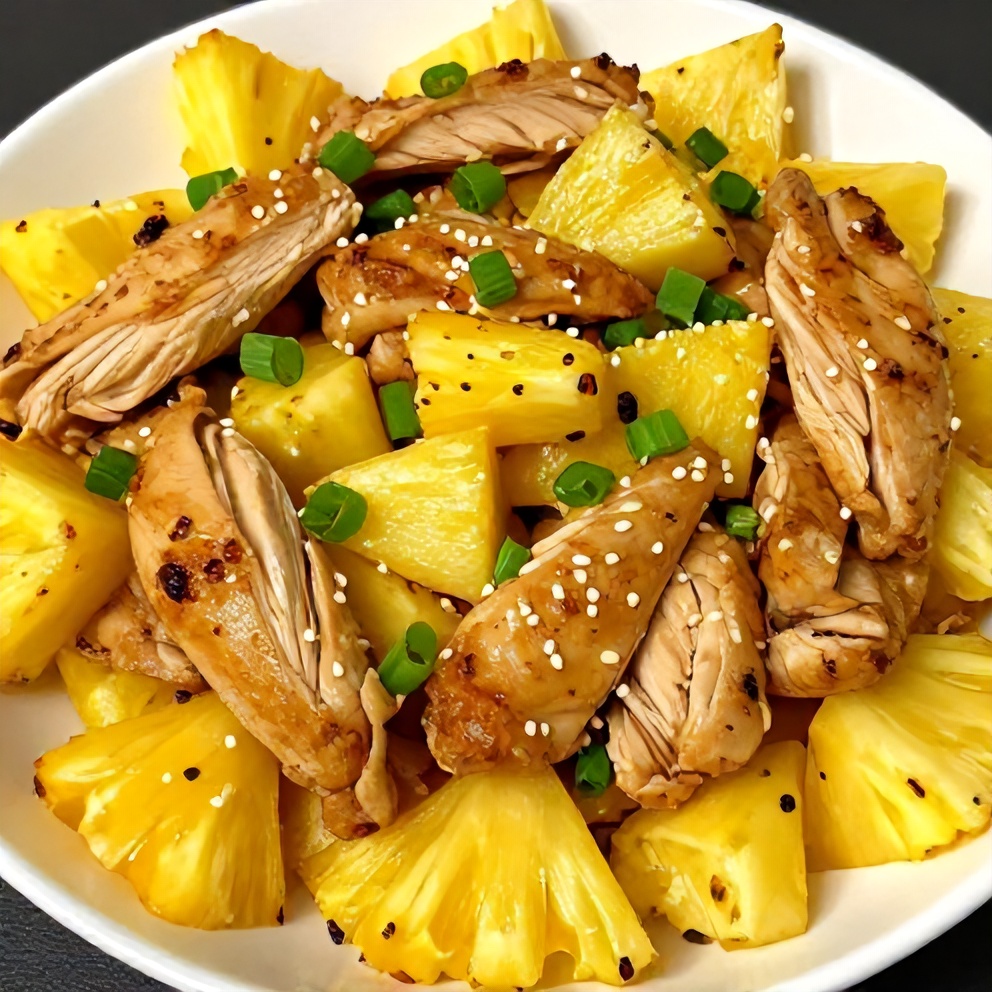 Plated Easy Crockpot Hawaiian Chicken with Pineapple