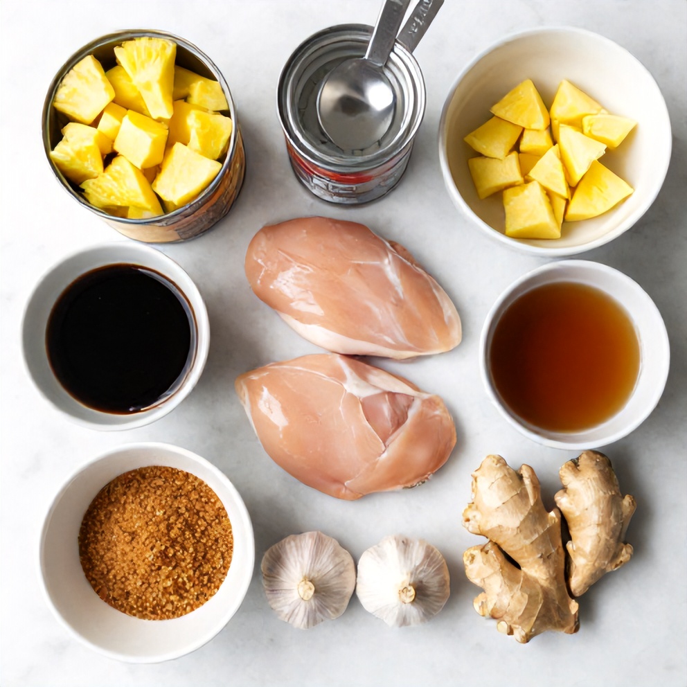 Raw ingredients for Easy Crockpot Hawaiian Chicken