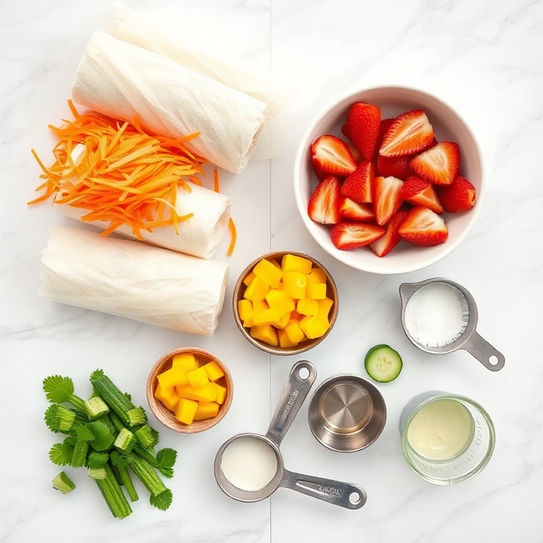 Ingredients for Easy Fresh Fruit Spring Rolls for Kids Parties