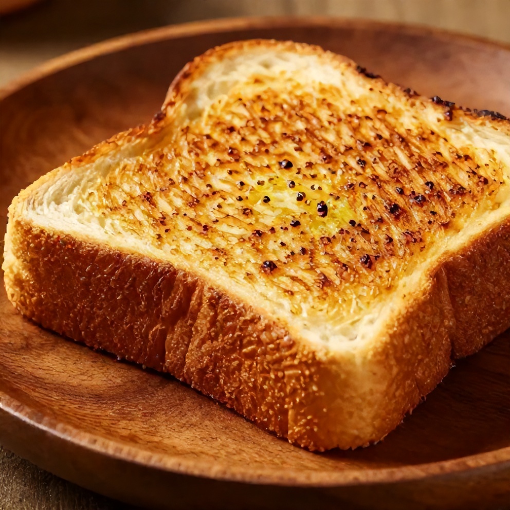 Close-up of a perfectly grilled garlic bread grilled cheese sandwich