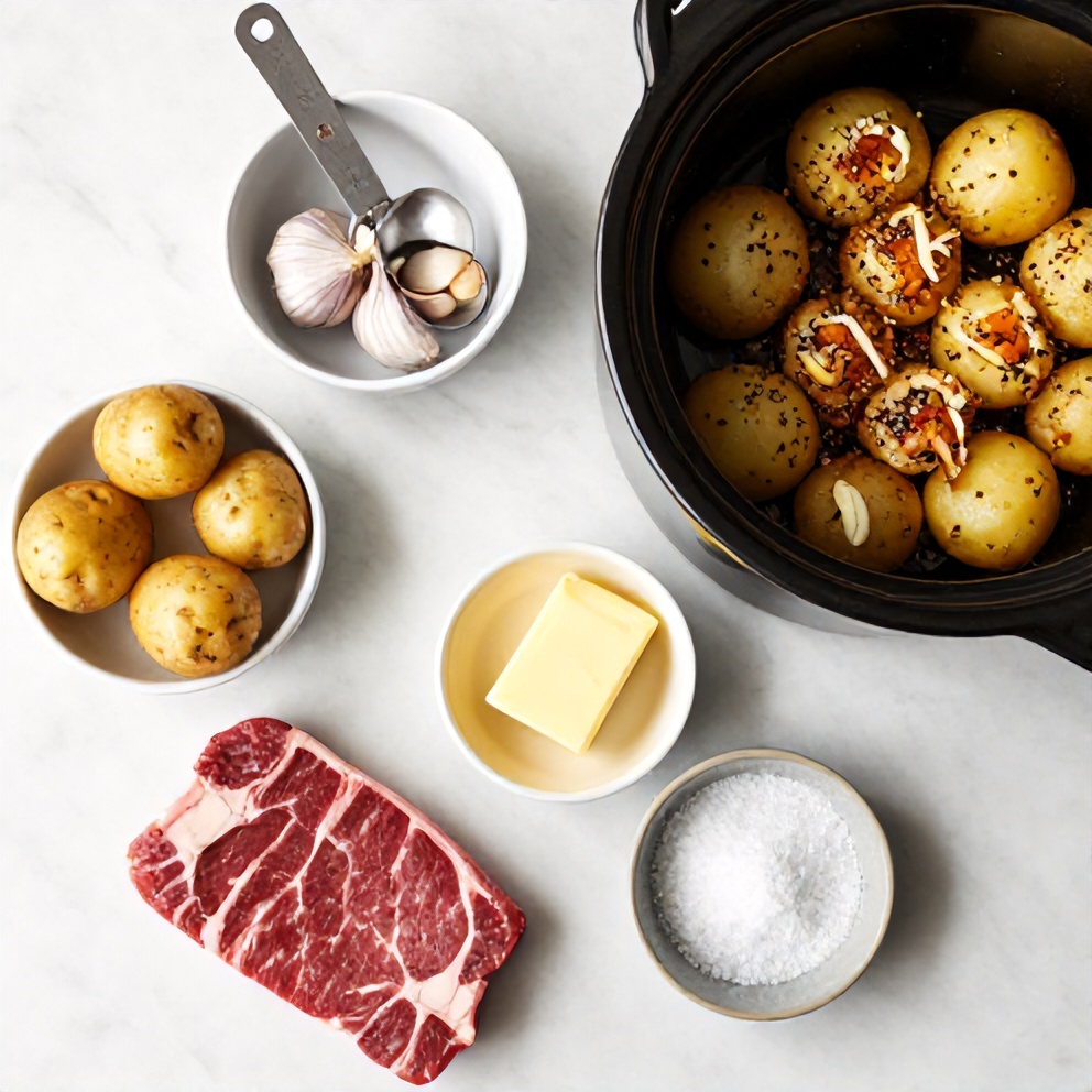 Raw Ingredients for Garlic Butter Steak Bites