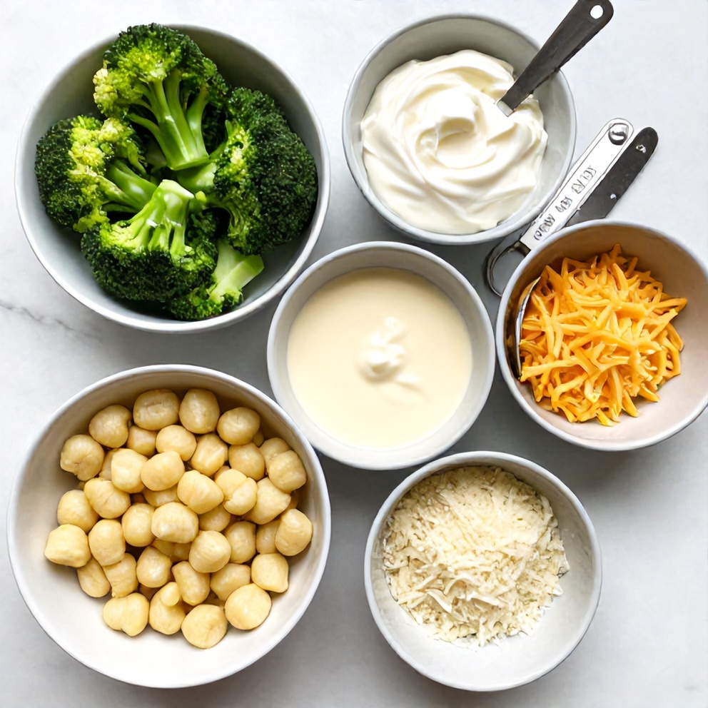 Raw ingredients for Gnocchi and Broccoli Bake