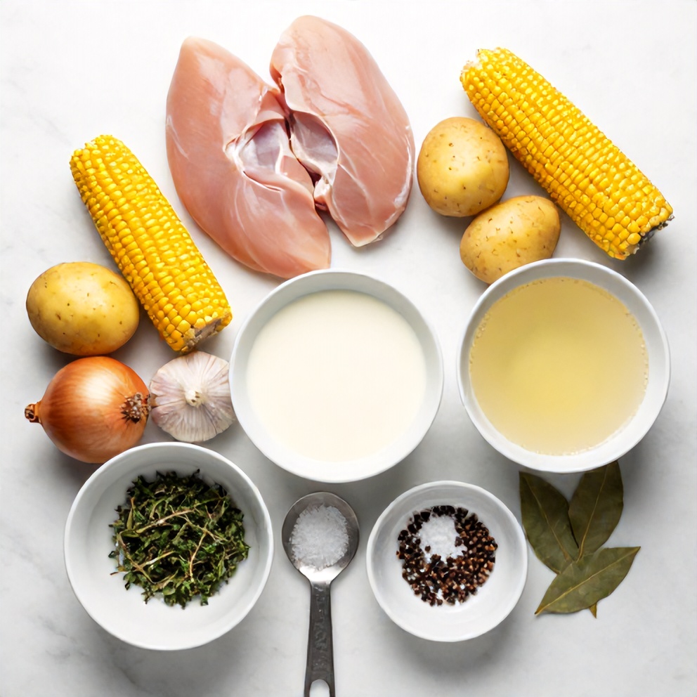 Raw Ingredients for Chicken Corn Chowder