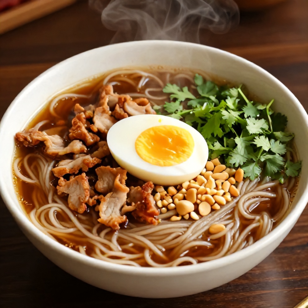 Easy Hot and Sour Noodle Soup with Pork Topping