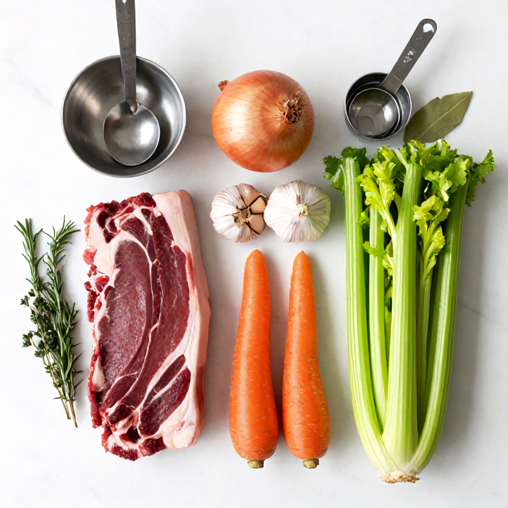 Raw ingredients for Italian Pot Roast on a marble counter