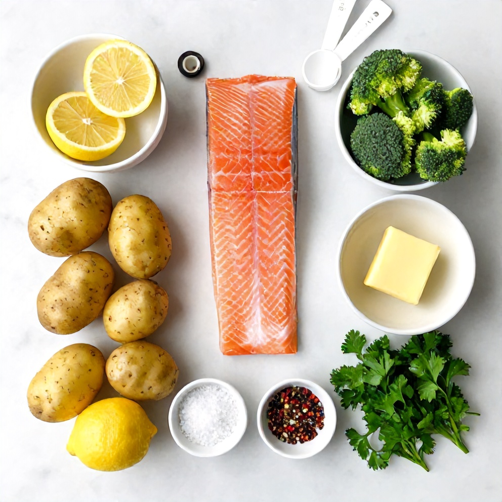 Raw Ingredients for Lemon Butter Salmon