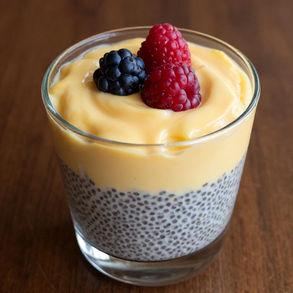 Lemon Curd Chia Pudding served with fresh berries