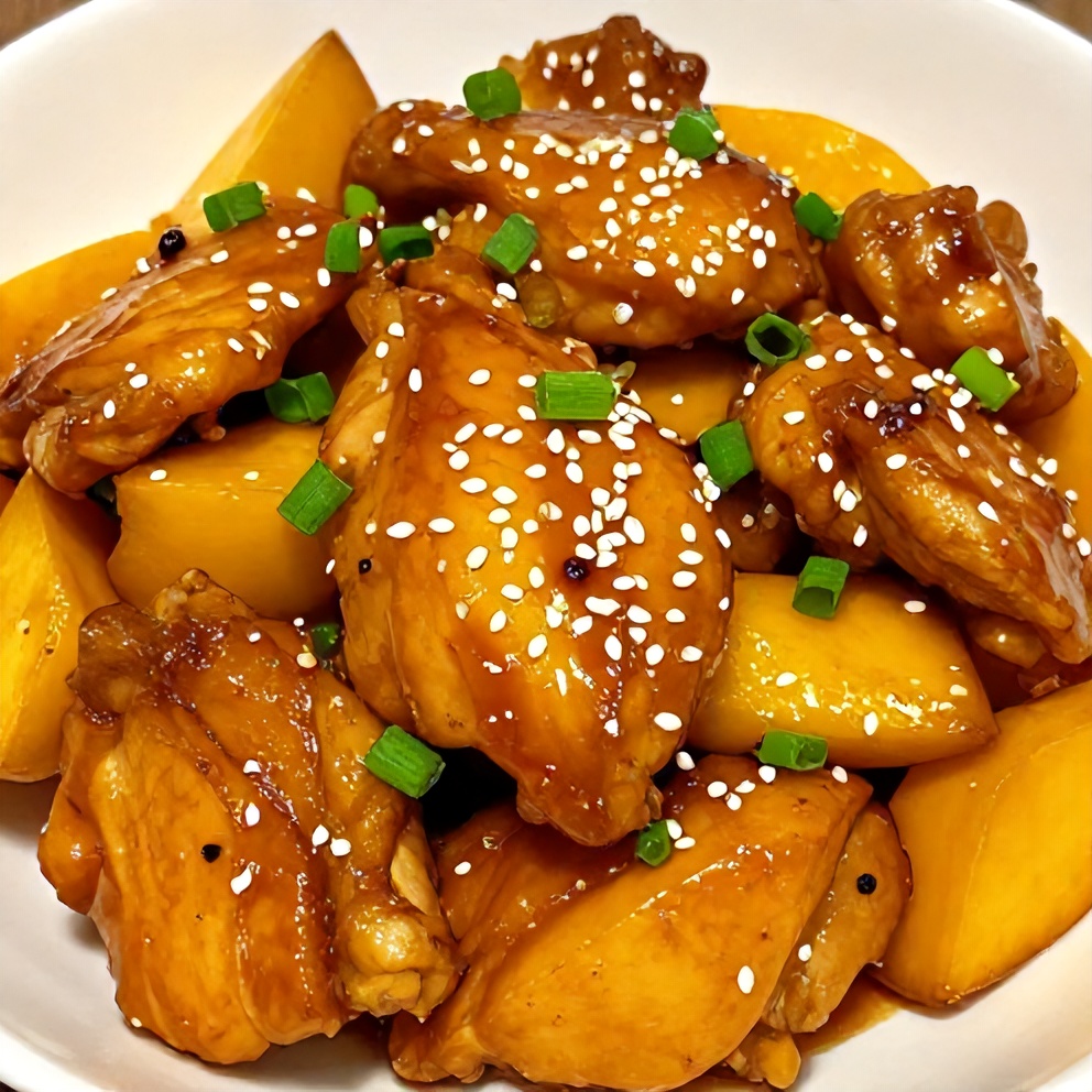 Plated Mango Glazed Chicken with garnish