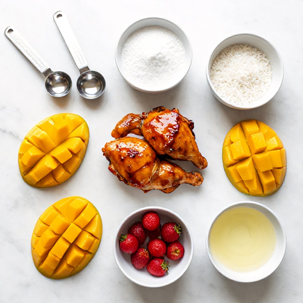 Raw ingredients for Mango Glazed Chicken