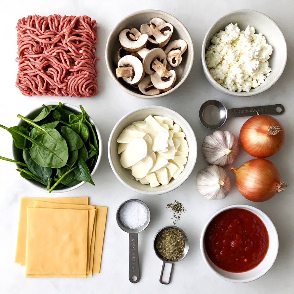 Mushroom Spinach Lasagna Ingredients