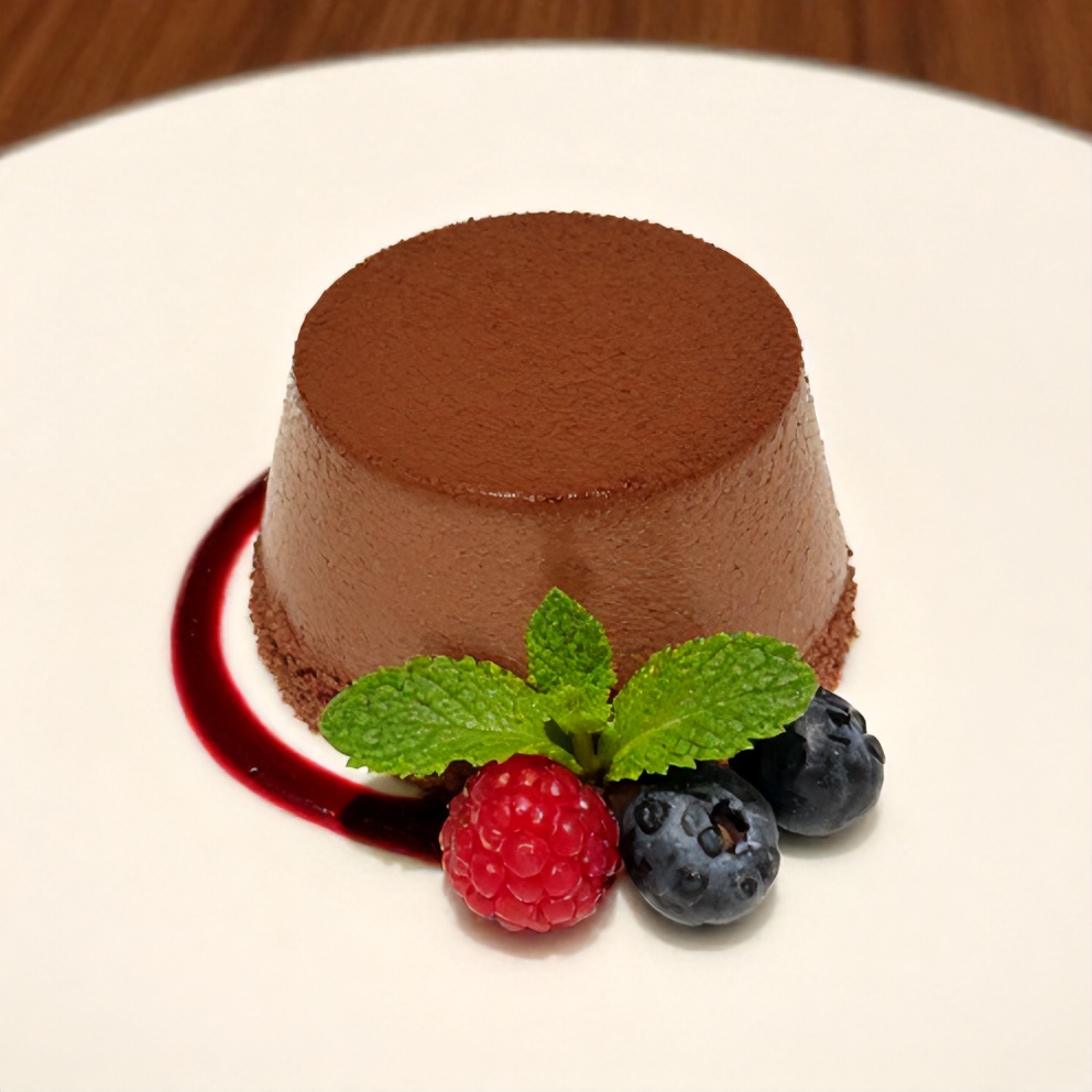 Chocolate Mousse with Berries on a Plate