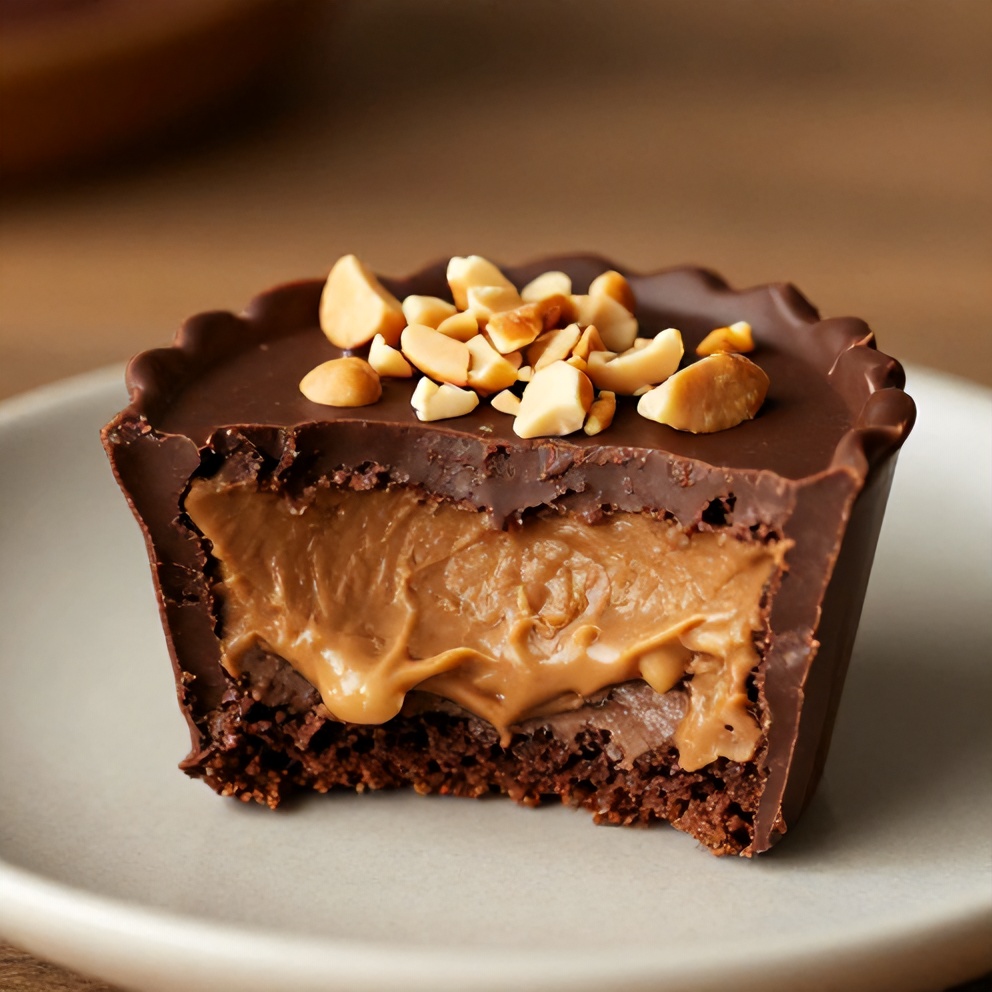 No-Bake Chocolate Peanut Butter Protein Cups ready to serve
