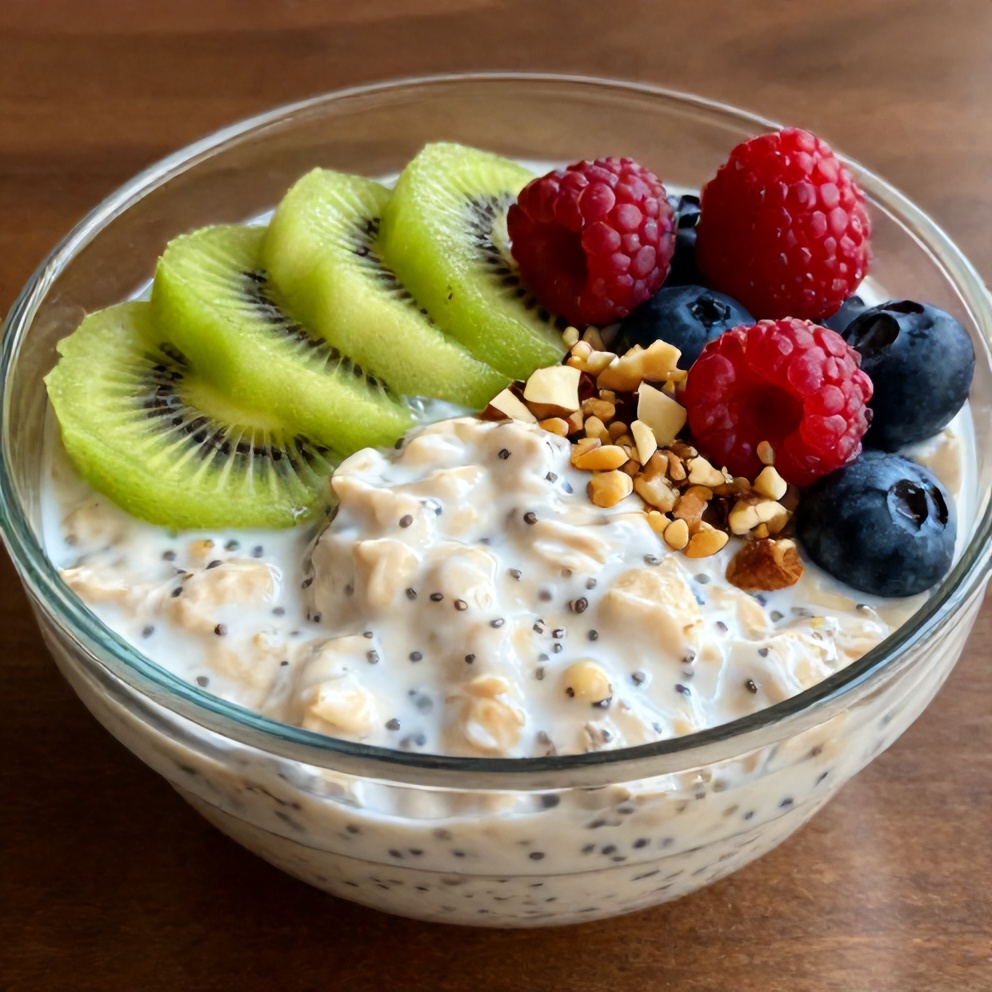 Easy Overnight Oats with Kiwi and Chia Seeds