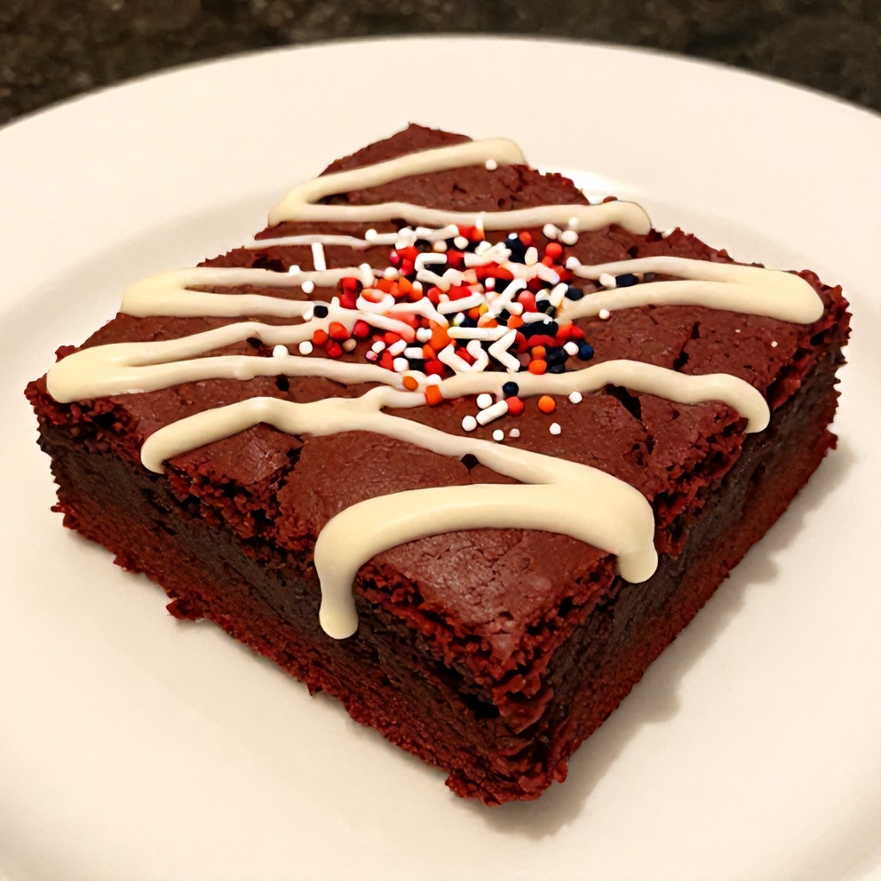 Red Velvet Brownies with White Chocolate Drizzle