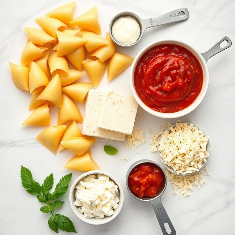 Ingredients for Easy Ricotta Stuffed Shells Baked with Marinara Sauce