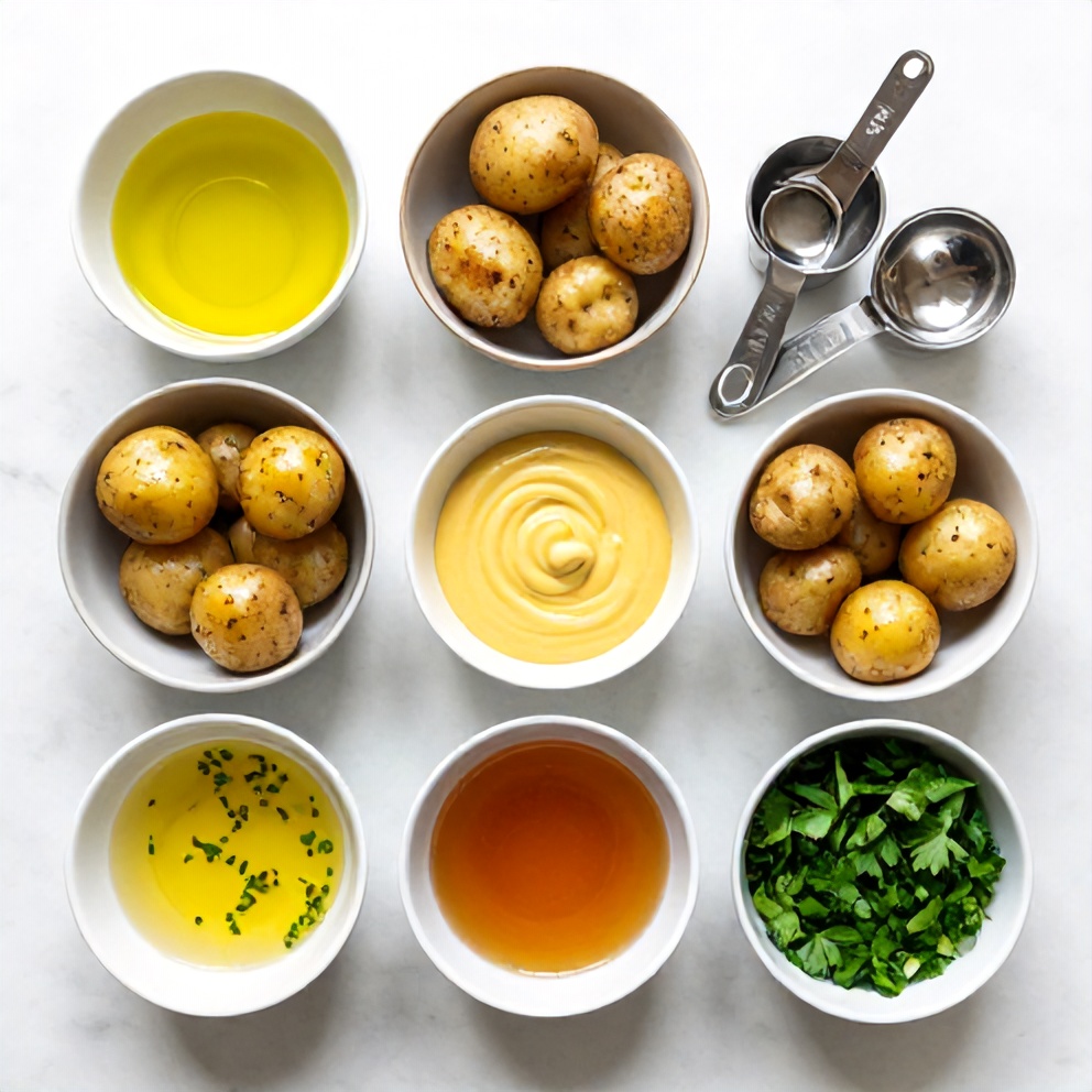 Raw ingredients for roasted potato salad
