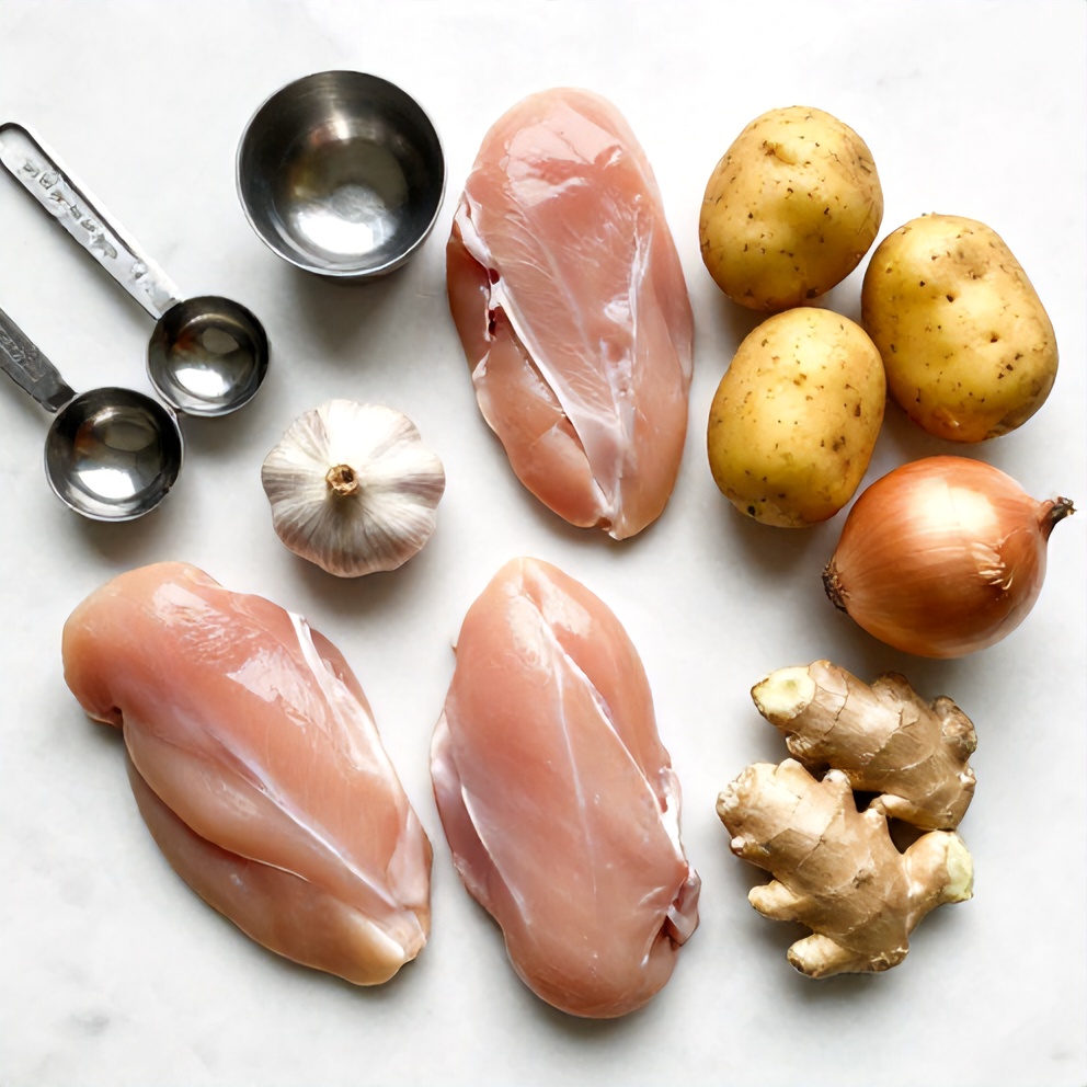 Raw Ingredients for Slow Cooker Chicken Curry