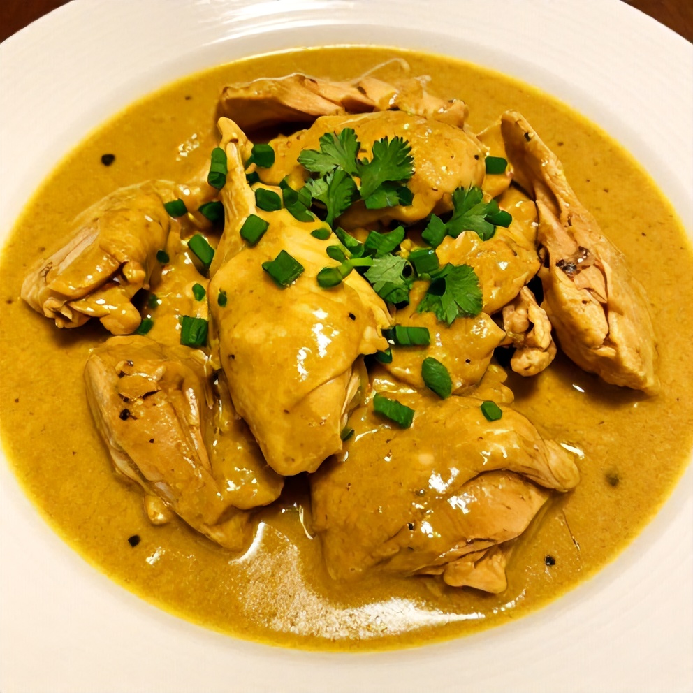Finished Slow Cooker Chicken Curry on a Plate