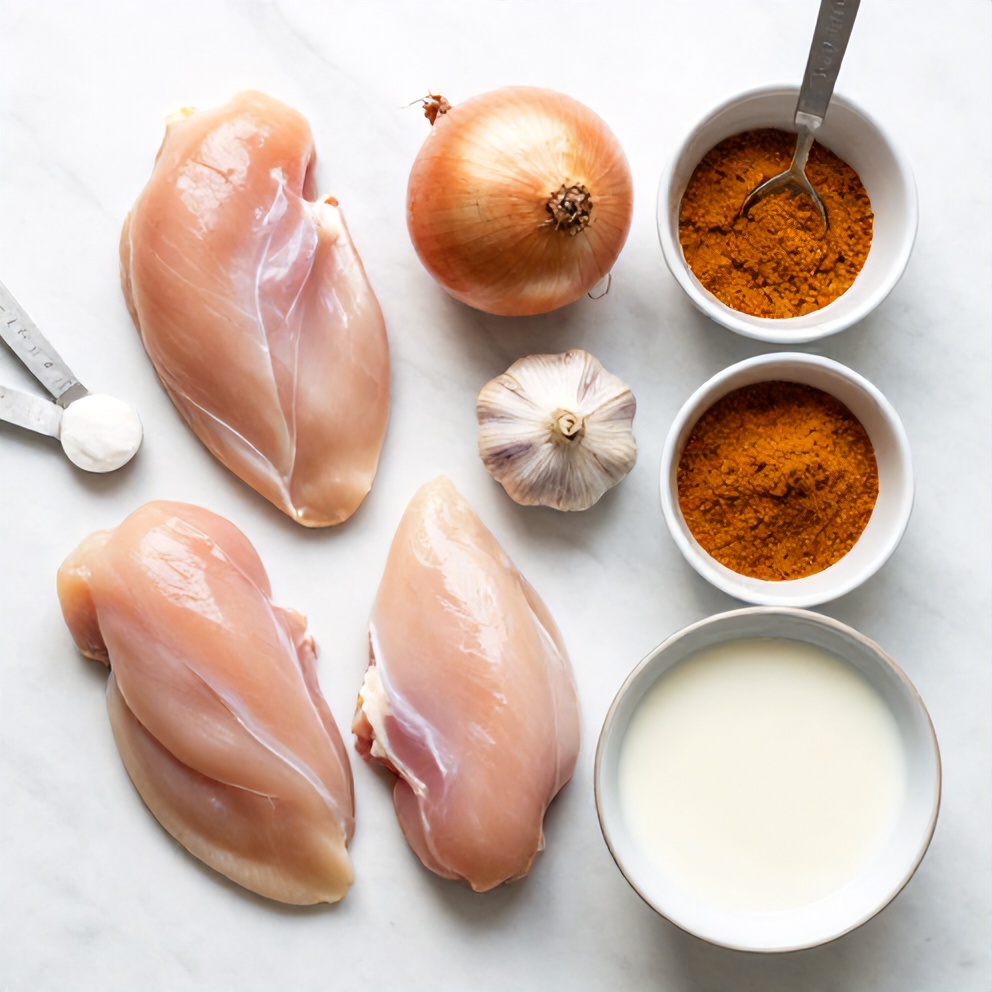 Raw Ingredients for Slow Cooker Chicken Curry