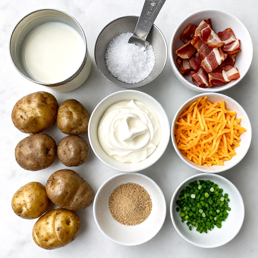 Raw Ingredients for Slow Cooker Loaded Baked Potatoes