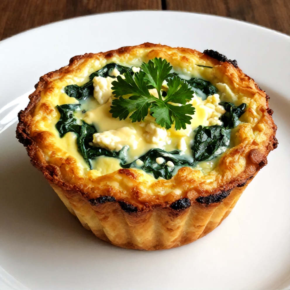 Plated spinach and feta egg muffins