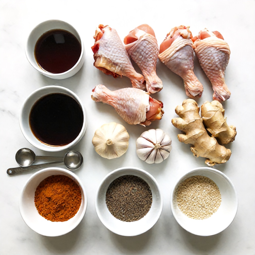 Raw ingredients for Sticky Char Siu Chicken