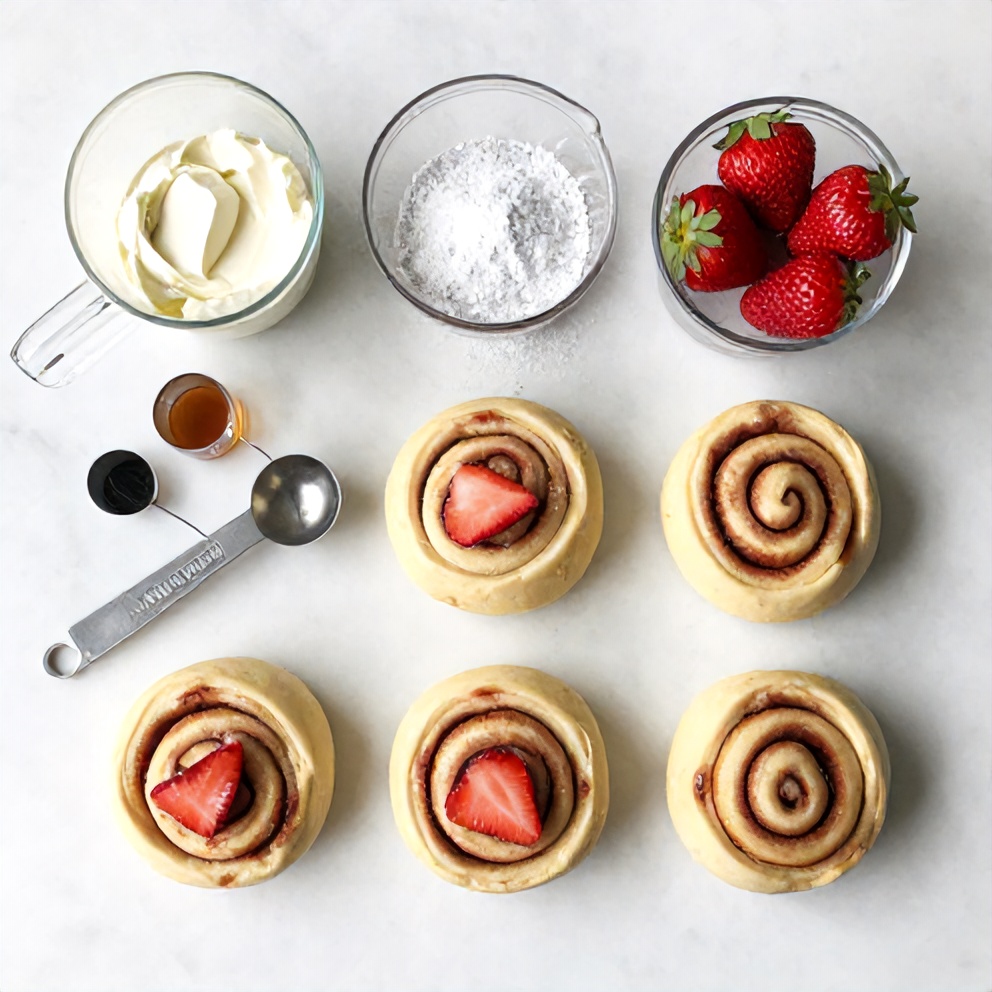 Raw Ingredients for Easy Strawberry Cinnamon Rolls