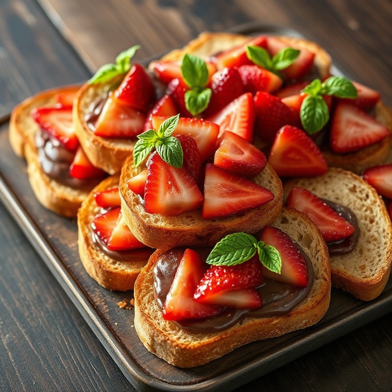easy strawberry Nutella bruschetta