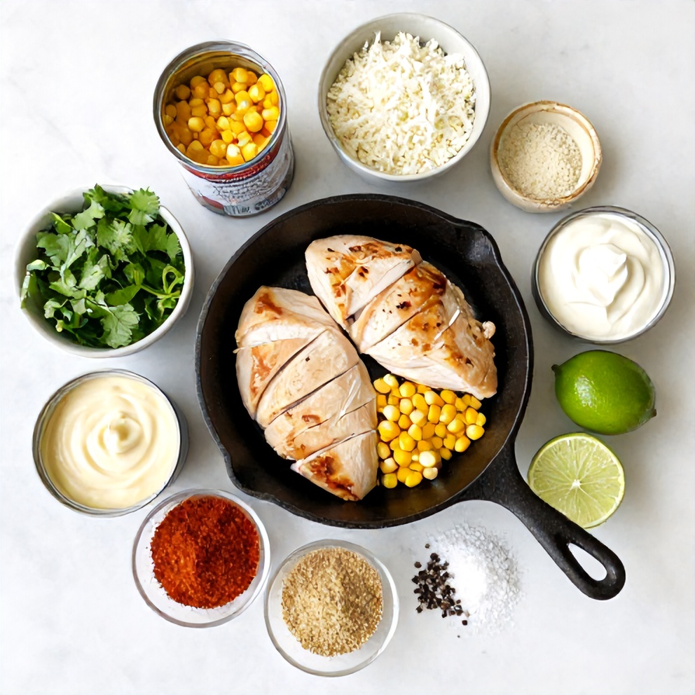 Raw Ingredients for Street Corn Chicken Bowl