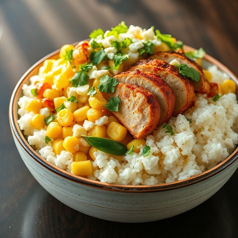 easy street corn chicken rice bowl
