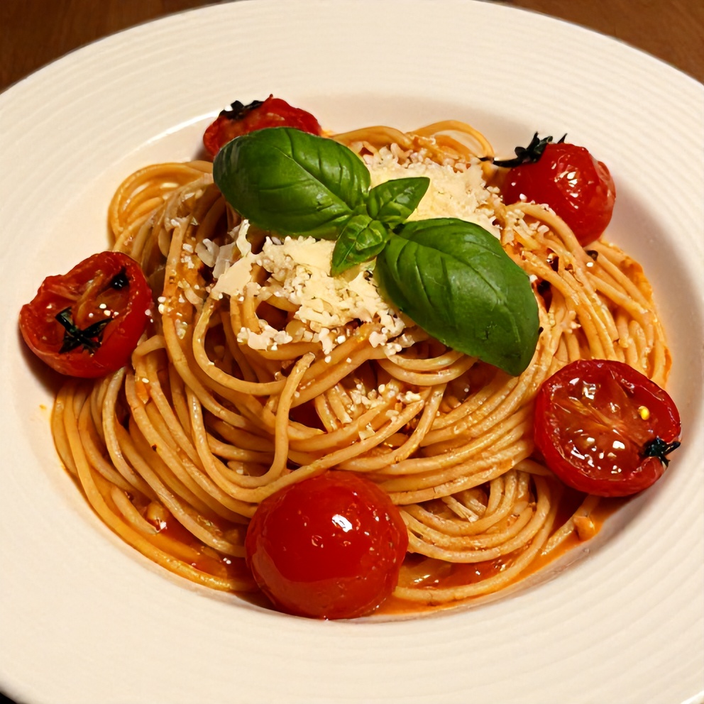 Easy Summer Pasta with Roasted Cherry Tomatoes and Basil