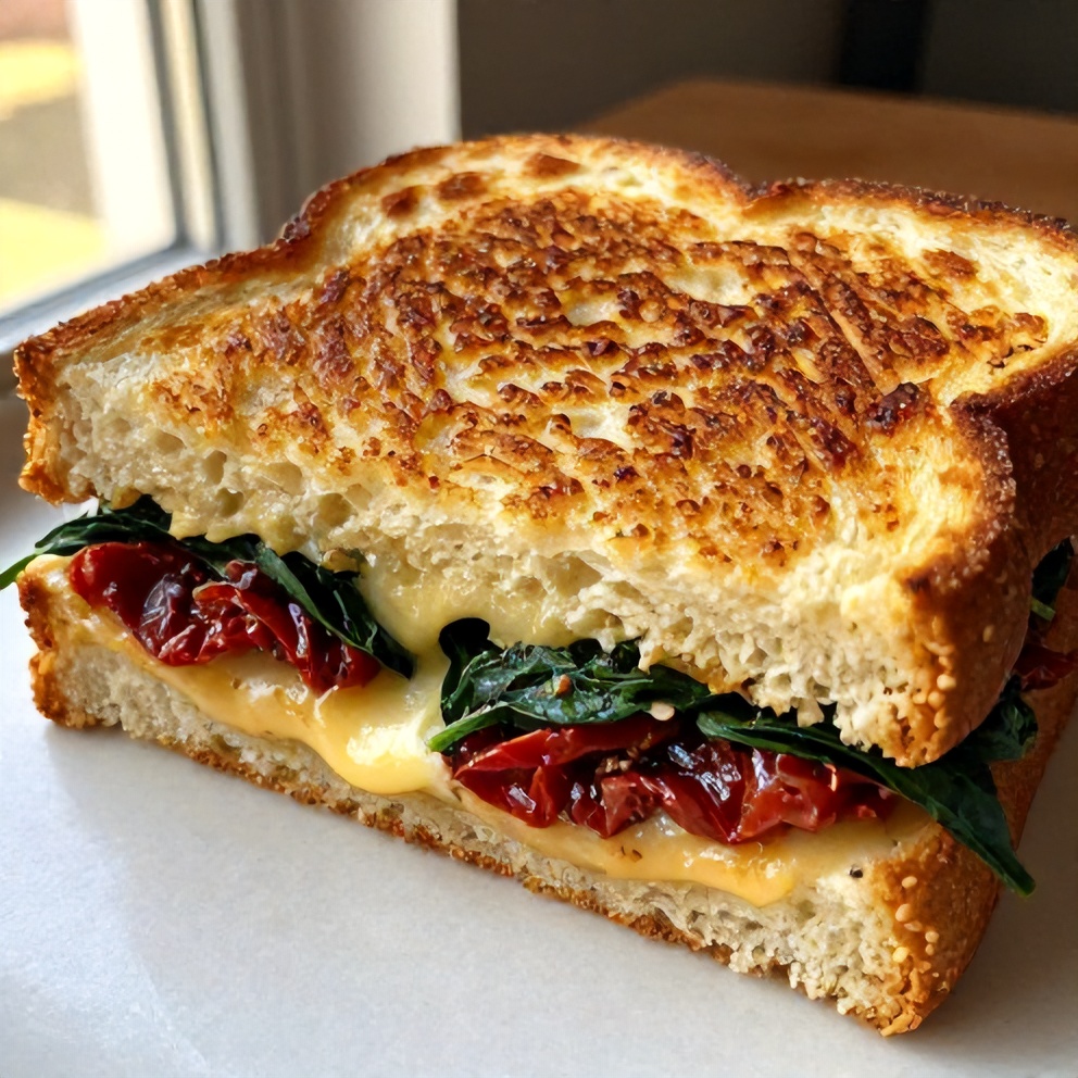 Easy Sun-Dried Tomato Spinach Grilled Cheese