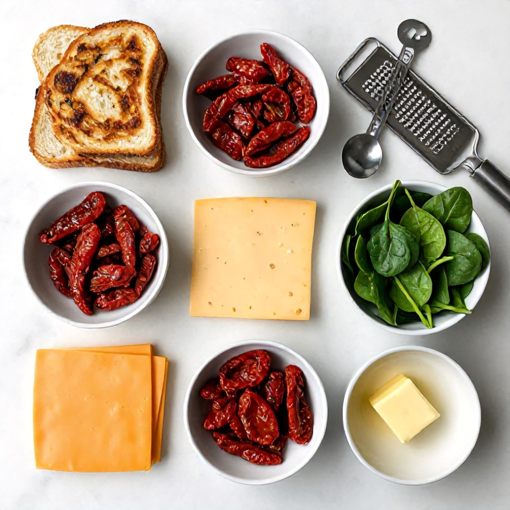 Sun-Dried Tomato Spinach Grilled Cheese Ingredients