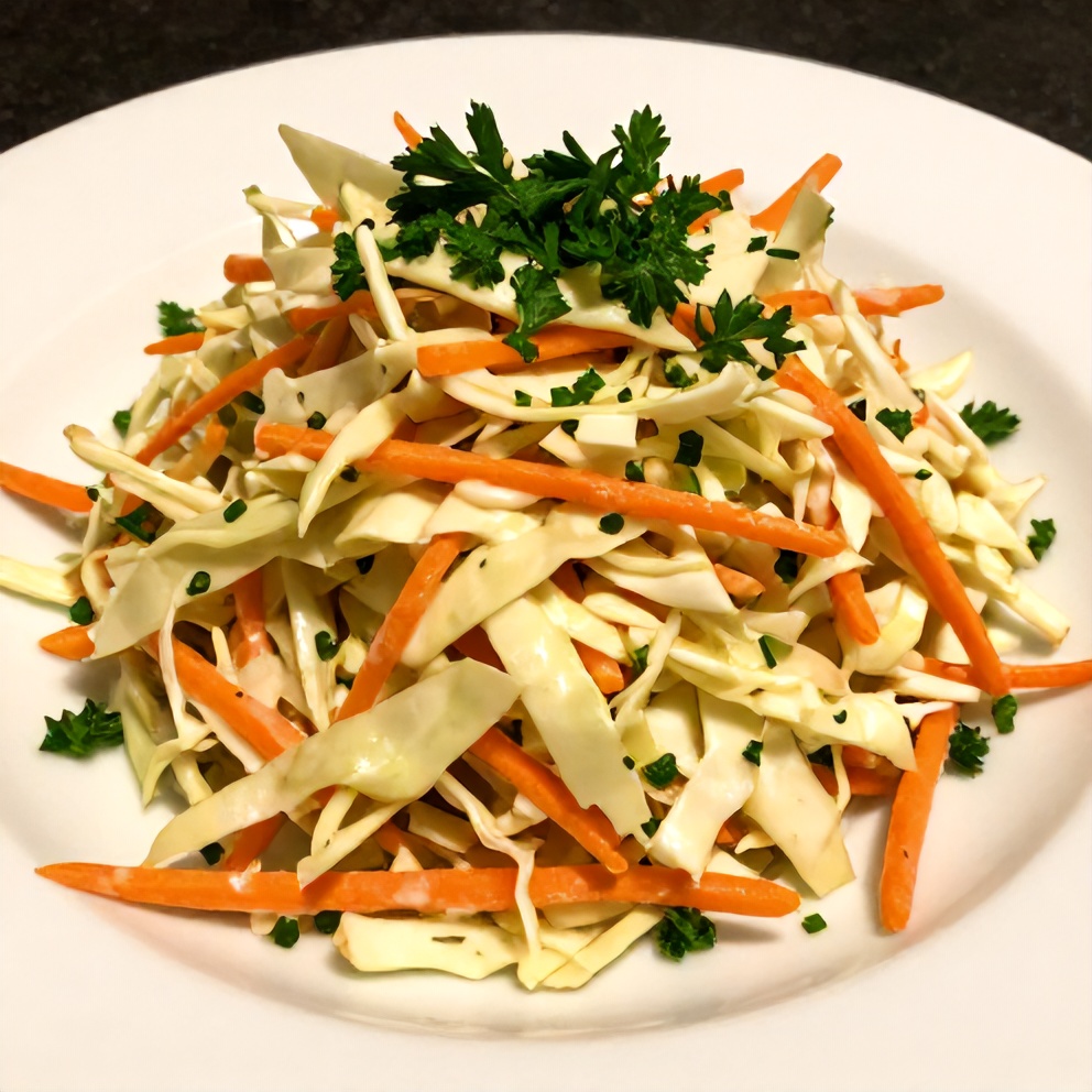 Sweet and Spicy Pickle Slaw ready to serve
