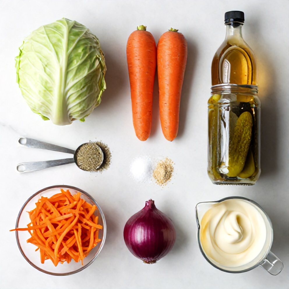 Ingredients for Sweet and Spicy Pickle Slaw