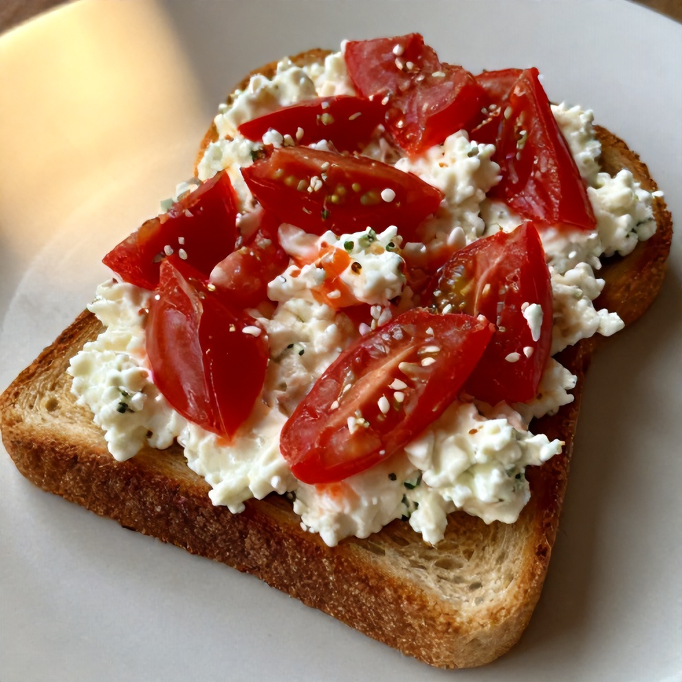 Easy Tomato Cottage Cheese Toast