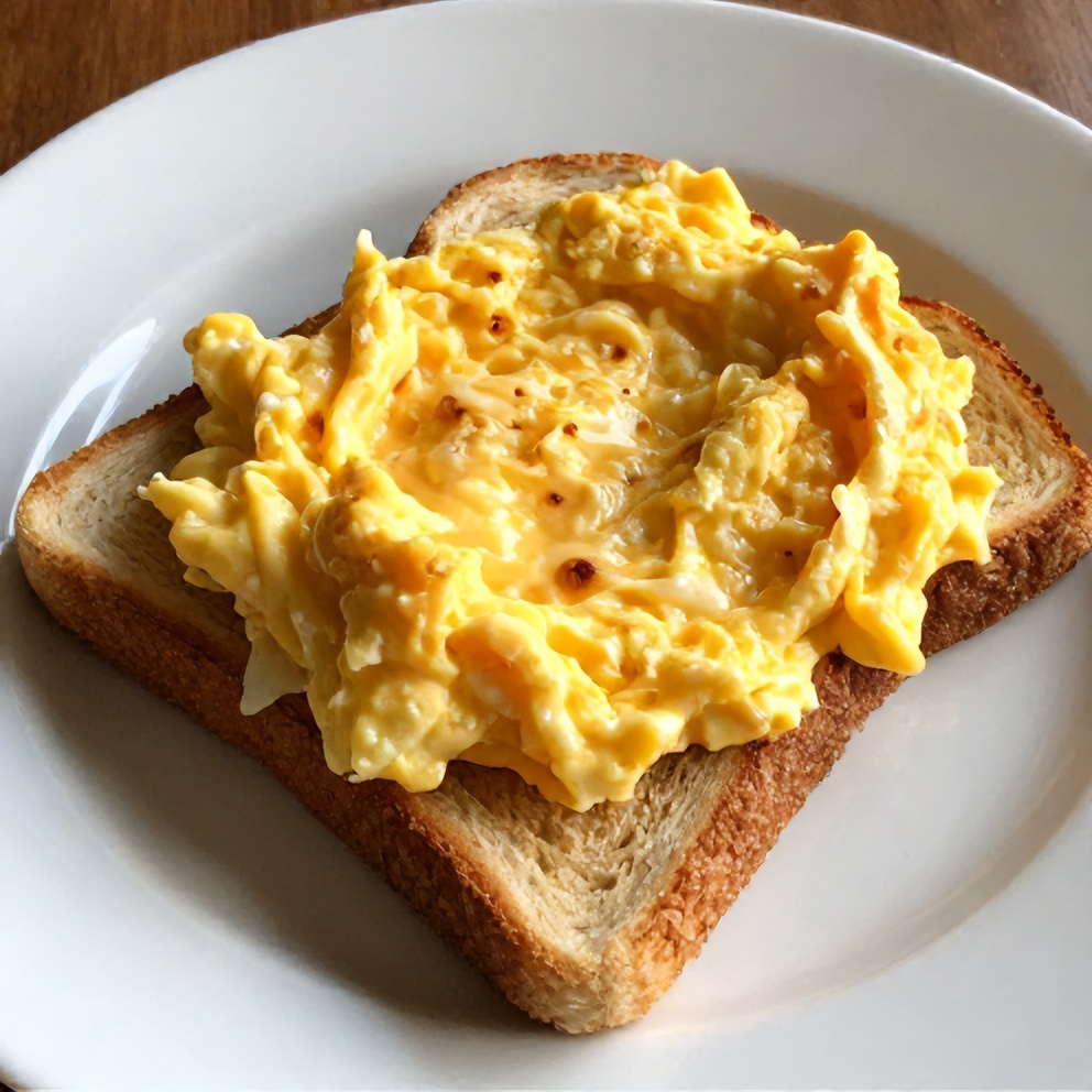Veggie Scrambled Eggs on Toast Close-up