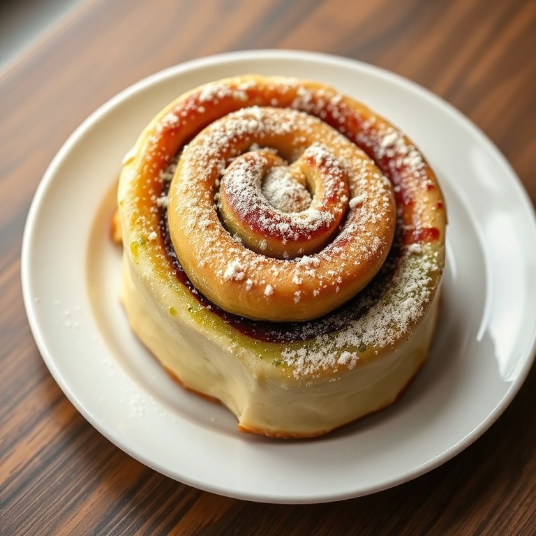 Fluffy matcha cinnamon rolls with golden crust, creamy frosting, and visible matcha swirls