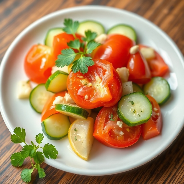 Fresh Cucumber Tomato Salad with Lemon Dressing