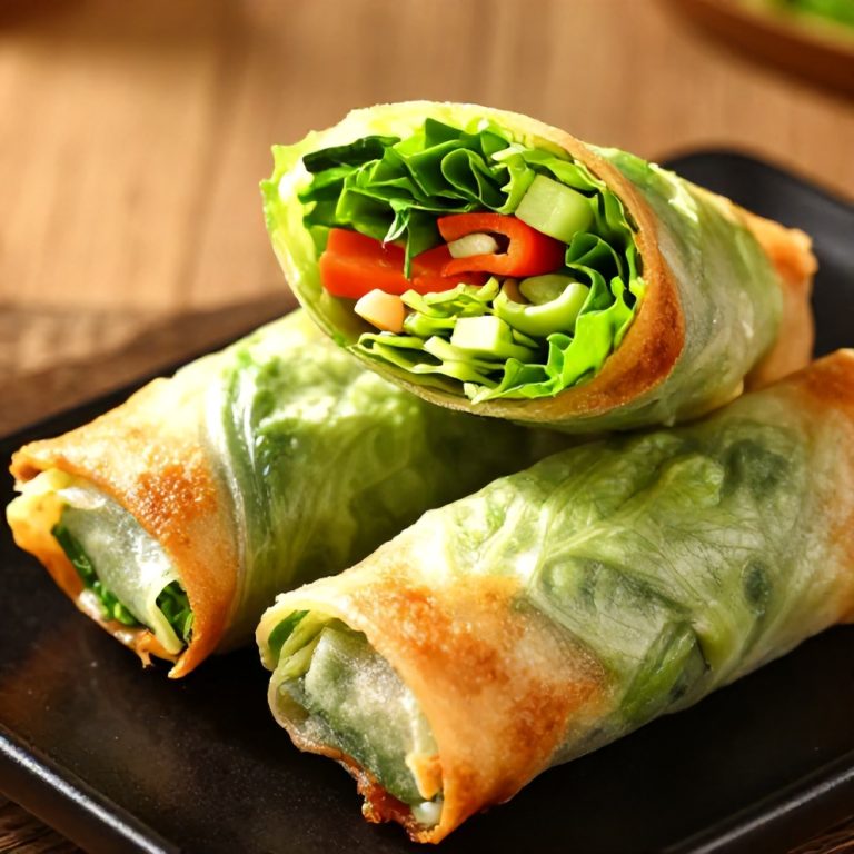 fresh lettuce wrapped veggie spring rolls