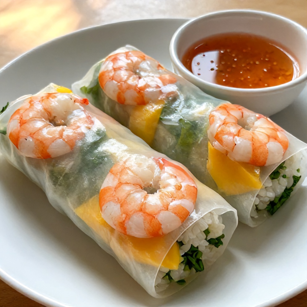 mango shrimp summer rolls