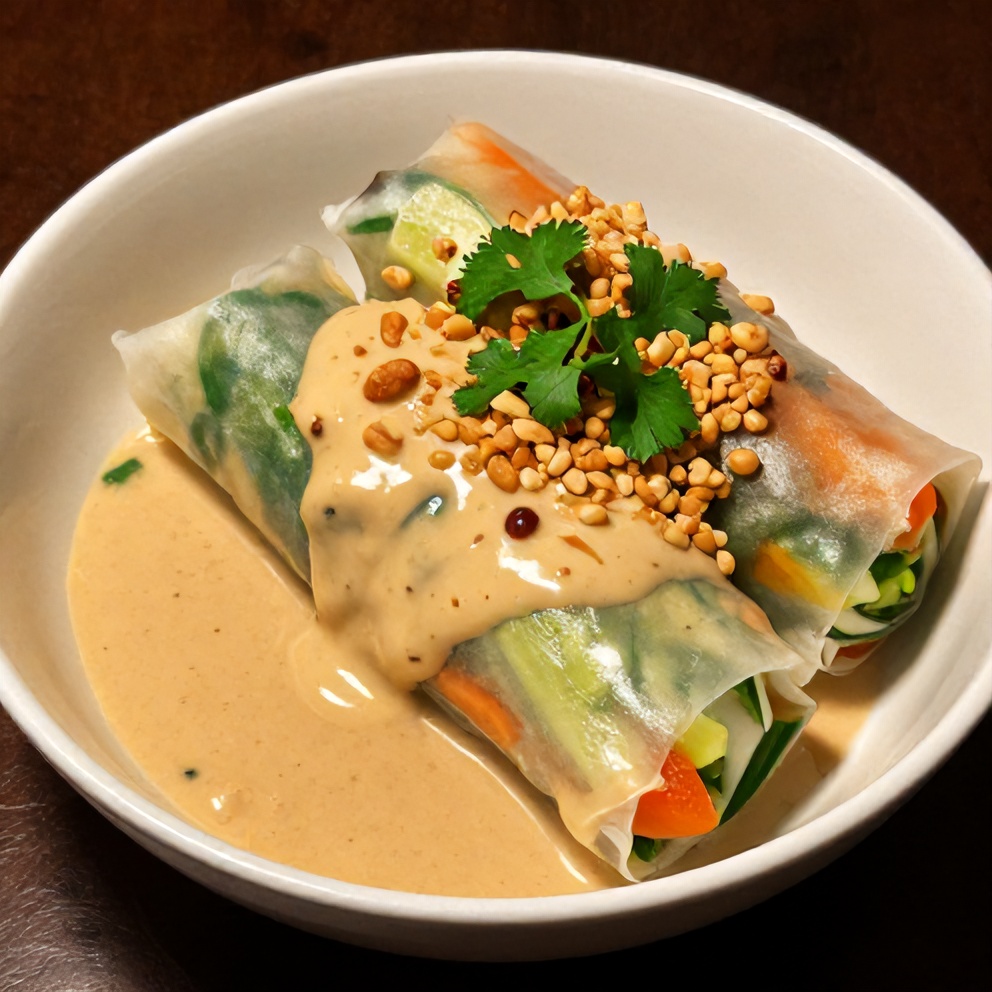 Fresh Spring Roll Bowl with Creamy Peanut Sauce