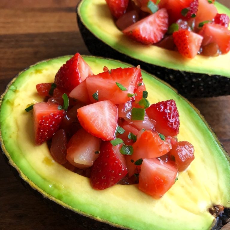 Fresh Strawberry Salsa Stuffed Avocados