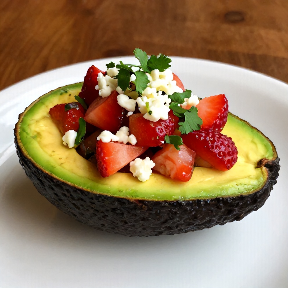 Fresh Strawberry Salsa Stuffed Avocados