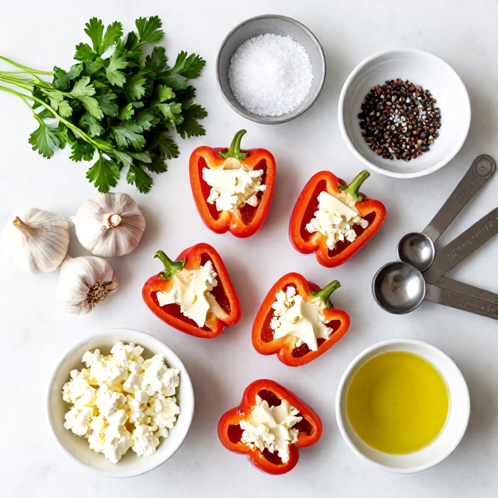 Raw ingredients for goat cheese stuffed mini peppers