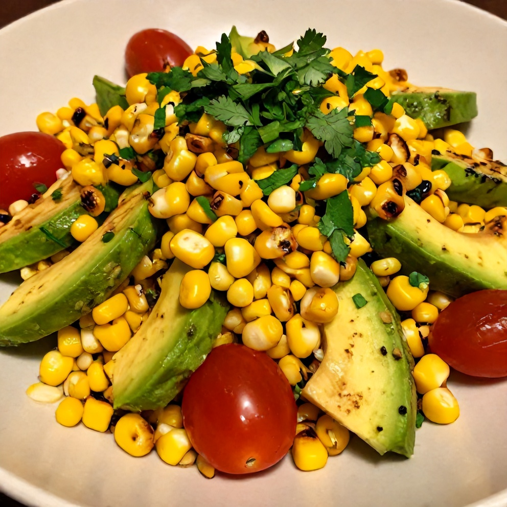 Plated Grilled Corn Avocado Salad