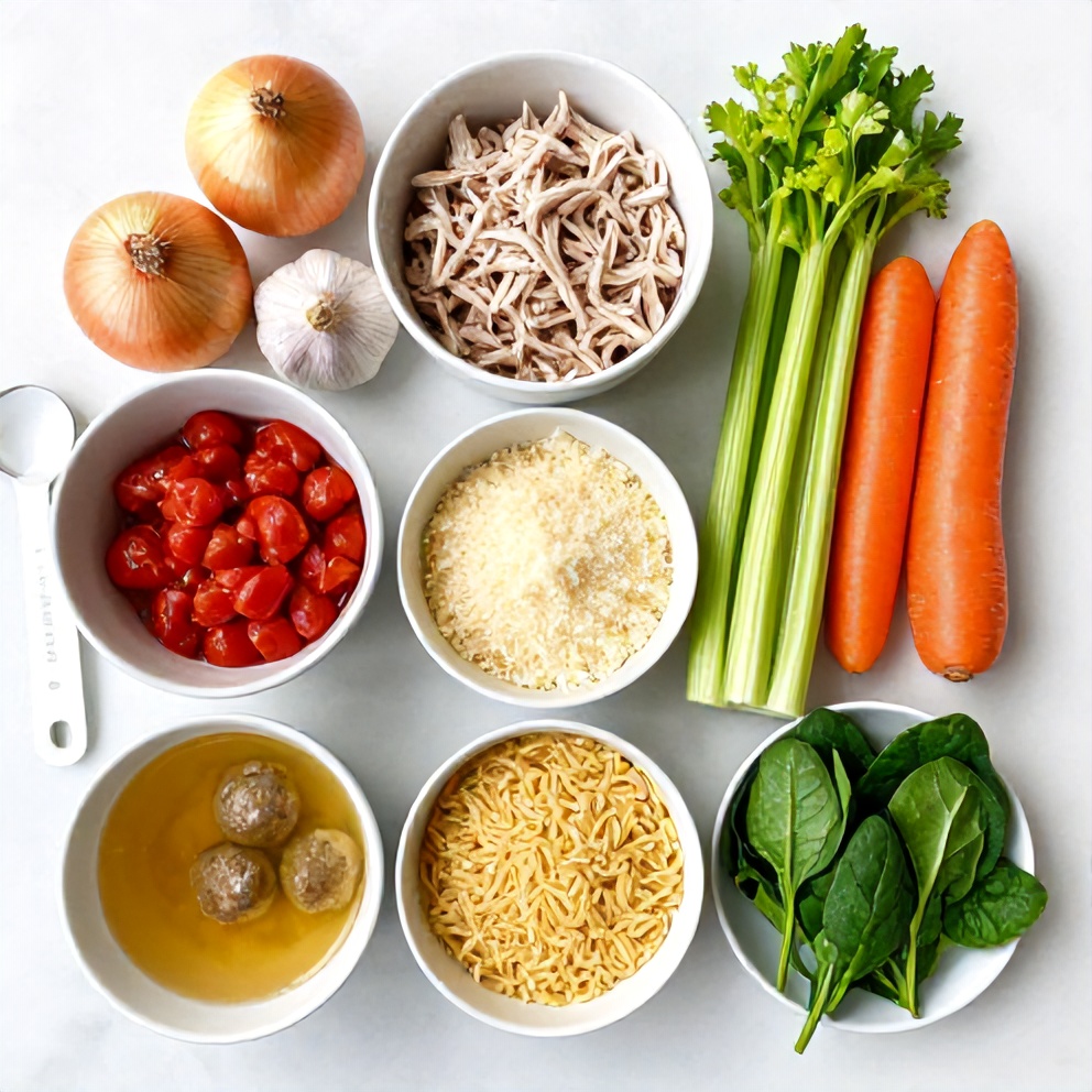 Raw ingredients for Turkey Meatball Soup