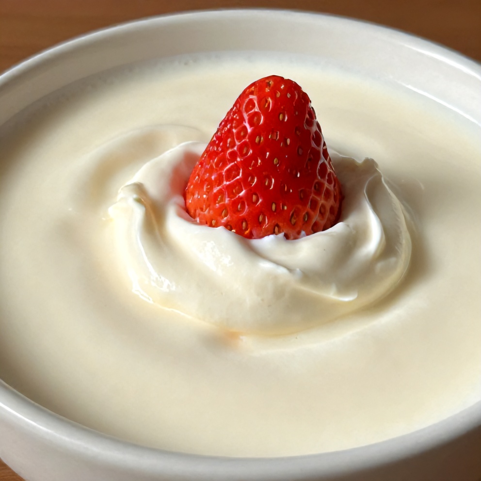 Homemade Korean strawberry milk with a dollop of whipped cream and a fresh strawberry garnish